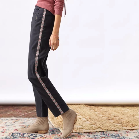 Anthropologie Tapered Side Stripe Pants - Picture 3 of 7